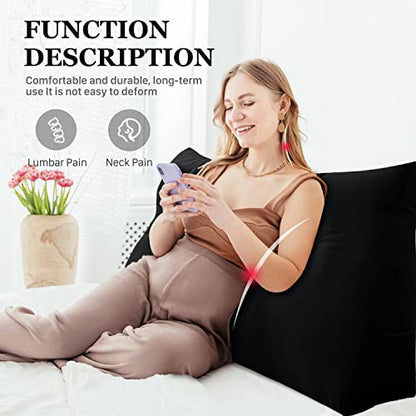  Rucener Triangular Headboard Wedge Pillow Triangular Removable Headboard Backrest Large Bolster Triangular Headboard Backrest Daybed Cushion Daybed Pillows Headboard Pillow Black Twin Size