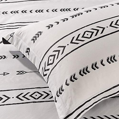  Duvet Cover King,600 Thread Count Cotton 3pcs King Duvet Cover Set Black Stripe Geometric Printed On White,Reversible With Zipper Closure 1 Duvet Cover And 2 Pillow Shams(King,Tuscan)