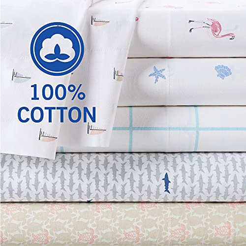 Southern Tide Home Tide Flamingos Cotton Sheet Set Twin White