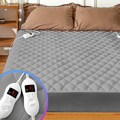  Heated Mattress Pad King Size Adjustable Zone Heating With 8 Heat Settings Controller Quilted Electric Mattress Pad Fit Up To 21 Inch