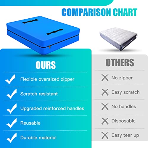  Mattress Bags For Moving Queen Size Reusable Mattress Storage Bag With Zipper Heavy Duty Tarp Mattress Cover For Moving With Handles Moving Mattress Bag Protector Moving Supplies & Moving Bags