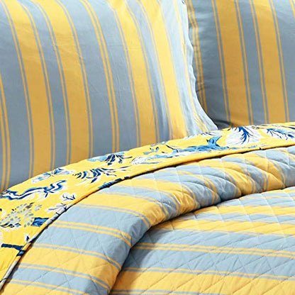  Lush Decor Yellow Dolores 3-Piece Quilt Set, Reversible Bedding (King)