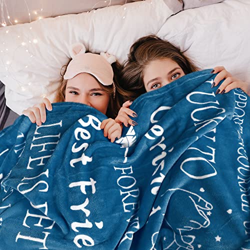  Best Friend Birthday Gifts For Women Unique Female Friendship Gifts For Bestie Fleece Throw Blanket 50"x60" (Seablue)