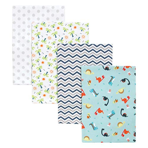  Bear 4 Pack Flannel Blankets, Grey