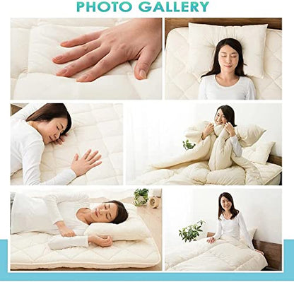  EMOOR Japanese Futon Mattress Set (Mattress, Comforter & Pillow) CLASSE Queen Made In Japan, Foldable Floor Sleeping Bed Tatami Mat