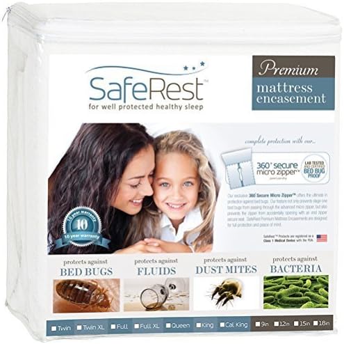 SafeRest Zippered Mattress Protector - Premium 9-12 Inch Waterproof Mattress Cover For Bed - Breathable & Noiseless Washable Mattress Encasement - Twin XL