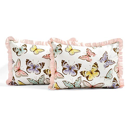  Lush Decor Pink Flutter Butterfly 4-Piece Bedspread Set, Cute Comforter (Full)
