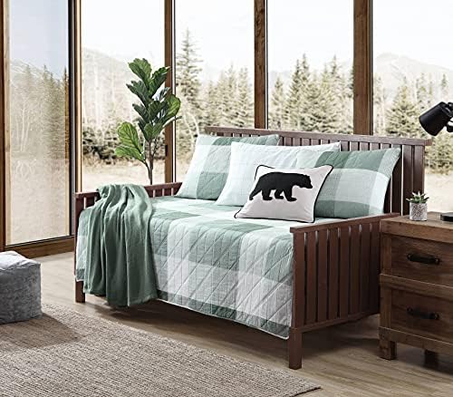Eddie Bauer Home | Boulder Collection | Quilt Set - 100% Cotton, Reversible, Medium Weight Bedding With Matching Shams, Pre-Washed For Added Softness, Daybed, Green