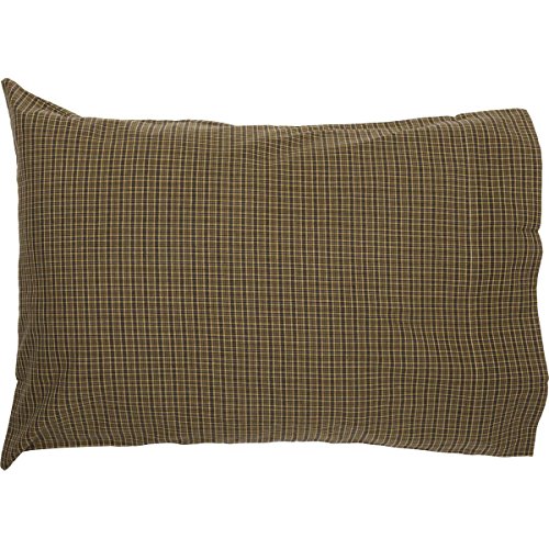  Tea Cabin Green Plaid King Pillow Case Set Of 2 21x40 Country Rustic Bedding Accessory, Moss Green