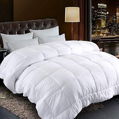  Comforter Queen Size White All Season Reversible Down Alternative Duvet Insert With Corner Tabs - Quality Winter Warm Soft Comforter (White,Queen,88"x88")