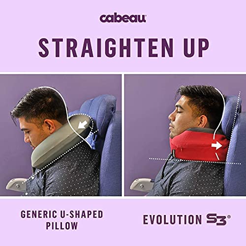  Cabeau Evolution S3 Travel Pillow - Dr Recommended Neck Pillow For Travel - Memory Foam Airplane Pillow - Neck Pillow With Attachment Straps Support For Car, Home, And Office, Set Of 2 Grey And Black