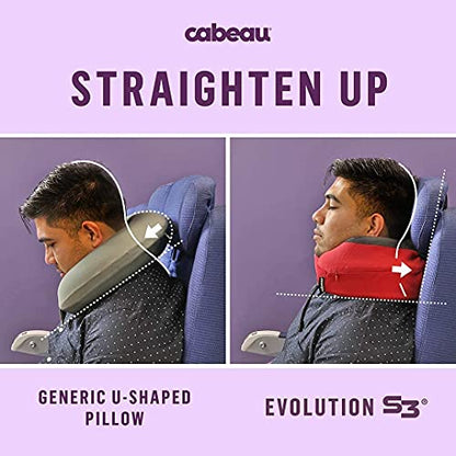  Cabeau Evolution S3 Travel Pillow - Dr Recommended Neck Pillow For Travel - Memory Foam Airplane Pillow - Neck Pillow With Attachment Straps Support For Car, Home, And Office, Set Of 2 Grey And Black