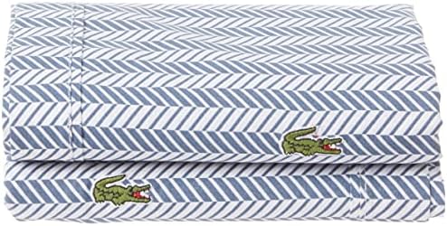  Lacoste 100% Cotton Percale Pillowcase Pair, Graphic Stripe Print, Dark Grey, Standard