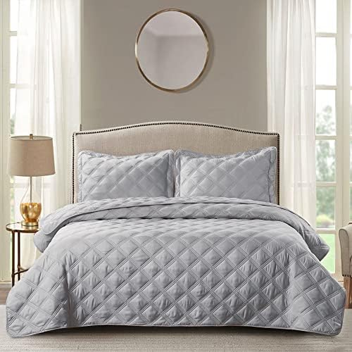  Home Soft Things 3 Piece Charleston Down Alternative Quilted Bed Spread Set, Soft Warm Plaid Diamond Pattern Quilt Coverlet Bedding Cover Set, Coral, Queen 100" X 106"