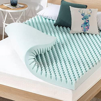  Best Price Mattress 2 Inch Egg Crate Memory Foam, Cooling Gel Infusion, Twin Mattress Topper, Blue (ECMF-GM2T)