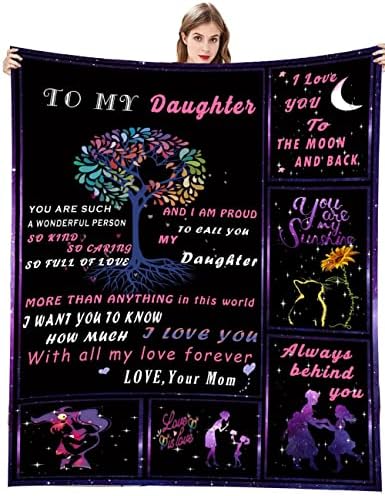  Gifts For Mom From Son, Love Letter Personalized Flannel Throw Blanket Birthday Christmas Thanksgiving Gifts Fits Couch Sofa Bedroom 50"x60"