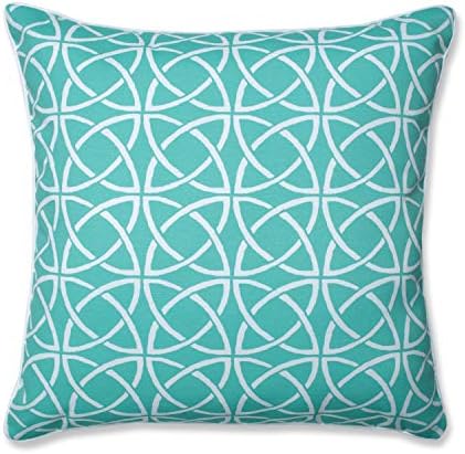  Pillow Perfect Outdoor/Indoor Catamaran Tile Aqua Square Corner Seat Cushions, 20" X 20", Blue, 2 Pack