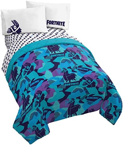  Jay Franco Minecraft Monster Hunters 5 Piece Queen Bed Set - Includes Reversible Comforter & Sheet Set - Bedding Features Creeper - Super Soft Fade Resistant Microfiber (Official Minecraft Product)