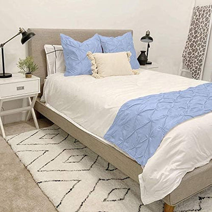  ABP COLLECTION Bed Runners - 100% Cotton 800 Thread Count Pinch Pleated Bed Runner - Luxury Pinch Pleated Bed Runner, Hotel Quality Modern Pinch Pleated Bed Runner Queen Size, White