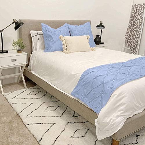 Bed Runner 100% Cotton 800 Thread Count 1 Piece Pinch Pleated Bed Runner, Decorative Bed Scarf, 1 Pinch Pleated Bed Runner (Cal King Size, Light Gray)