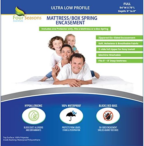  Sleeper Sofa Queen Mattress Protector 60" Wx72 Lx5 D - Waterproof Zippered Encasement Premium Quality Bed Cover Protects Against Dust, Allergens