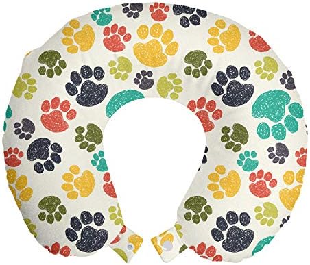  Ambesonne Soccer Travel Pillow Neck Rest, Monochrome Design Pattern Of Classical Football Balls Boys Cartoon Pattern, Memory Foam Traveling Accessory For Airplane And Car, 12", White Black