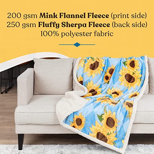  Unflower Blanket - 50x60 Inch Lightweight And Luxuriously Ultra Soft Bright And Cheerful Sunflower Throw Blanket - Beautiful Sunflower Decor For Bedroom Or Living Room