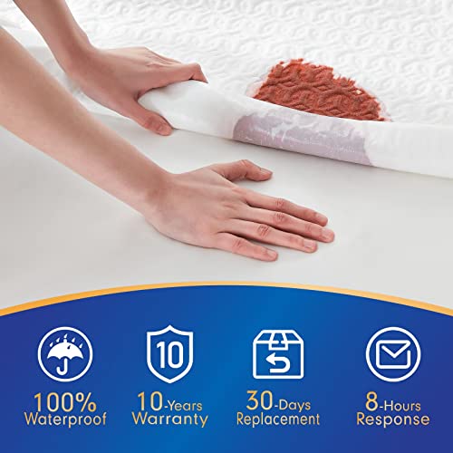  King Size Mattress Protector Waterproof, Hypoallergenic Bamboo 3D Air Fabric Mattress Cover, Cooling Bed Mattress Pad Cover, Soft Noiseless Vinyl Free Machine Washable, 8''-21'' Deep Pocket