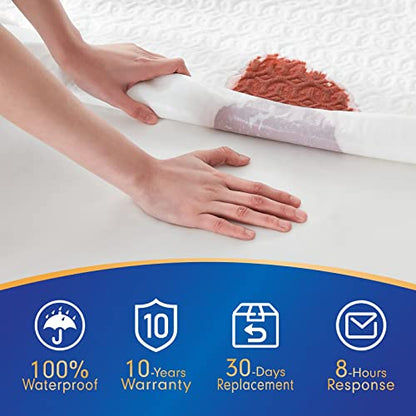  King Size Mattress Protector Waterproof, Hypoallergenic Bamboo 3D Air Fabric Mattress Cover, Cooling Bed Mattress Pad Cover, Soft Noiseless Vinyl Free Machine Washable, 8''-21'' Deep Pocket