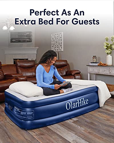  Inflatable Twin Air Mattress With Built In Pump,18" Elevated Durable Air Mattresses For Camping,Home&Guests,Fast&Easy Inflation/Deflation Airbed,Blue Double Blow Up Bed,Travel Cushion,Indoor