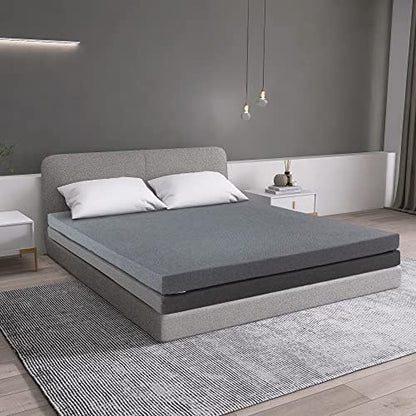  Erdoru 4 Inch Full Size Mattress Topper With Removable Cover,8 Inch Memory Foam Mattress,2-in-1 Combination Mattress Topper In A Box,CertiPUR-US Certified,Grey
