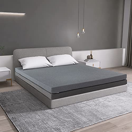  Erdoru 4 Inch Full Size Mattress Topper With Removable Cover,8 Inch Memory Foam Mattress,2-in-1 Combination Mattress Topper In A Box,CertiPUR-US Certified,Grey
