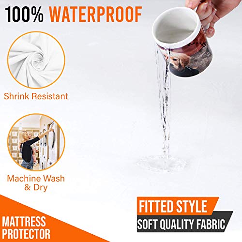  Short Queen Mattress Cover - 100% Waterproof Camper Mattress Cover, Fitted And Noiseless RV Queen Mattress Protector (RV Short Queen 60x75)