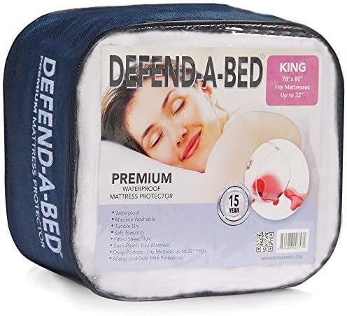  Premium Fitted Washable Terry Cloth Waterproof Mattress Protector, King