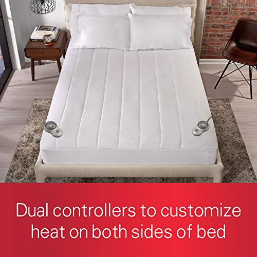  Heated Mattress Pad | Quilted Polyester, 10 Heat Settings, White,Queen - MSU3GQS-P000-12A00