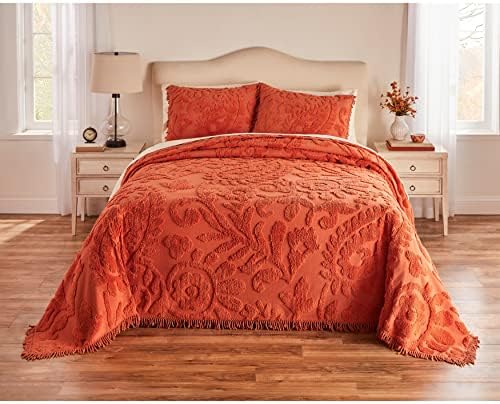  The Paisley Chenille Bedspread - Queen, Spice Purple