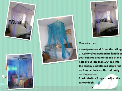  OctoRose 4 Poster Bed Canopy Netting Functional Mosquito Net, Red