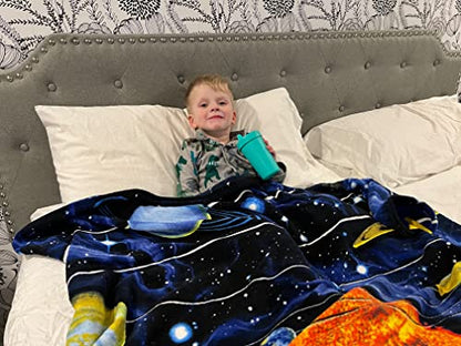  Solar System Fleece Blanket For Bed, 50" X 60" Space Fleece Throw Blanket For Boys, Men, Unisex And Kids - Super Soft Plush Planetary Blanket Throw Fleece Blanket For Planet Lovers