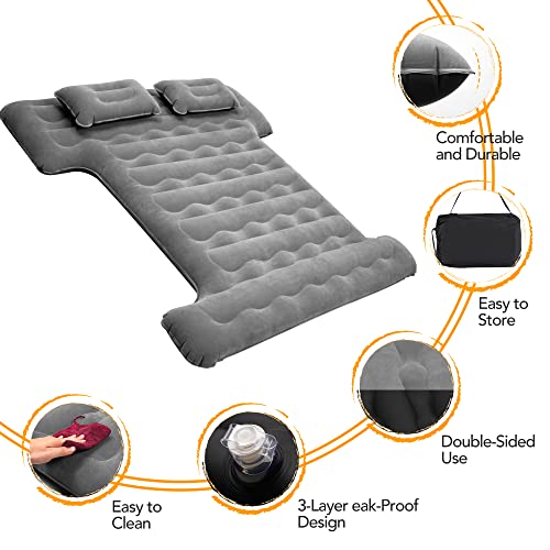 Truck Bed Air Mattress For 5.5-5.8Ft Inflatable Air Mattress For Short Truck Beds Truck Tent Camping Accessories With Pump Pillows Full Size Compatible With F150, Ram, GMC, Ect