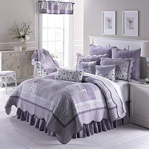  Twin Bedding Set - 2 Piece - Lavender Rose Cotton Contemporary Quilt Set With Twin Quilt And One Standard Pillow Sham - Machine Washable