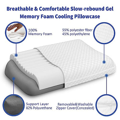  Cooloo8 Memory Foam Pillows, Double-Layer Anti Snoring Pillow, Contour Pillow Queen Size Bed Pillow For Sleeping, CertiPUR-US, White