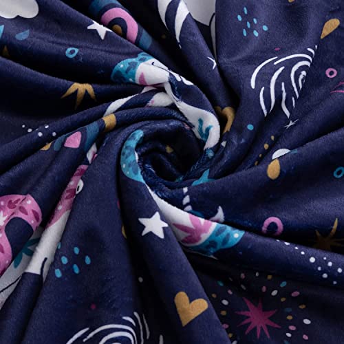  Bayceen Unicorn Print Minky Baby Purple Blanket For Girls, Double Layer Silky Soft Micro Fleece Baby Boy Blanket With Dotted Backing, Unicorn, 30x40'' BY003