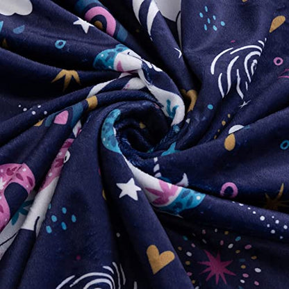  Bayceen Unicorn Print Minky Baby Purple Blanket For Girls, Double Layer Silky Soft Micro Fleece Baby Boy Blanket With Dotted Backing, Unicorn, 30x40'' BY003