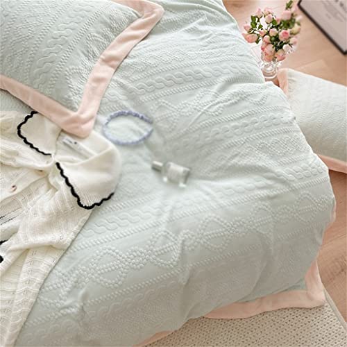  WALNUT 4 Pieces Super Soft Comfortable Plush Quilt Cover Pillow Sheet Carved Velvet Duvet Cover Beige Queen Double (Color : D, Size : 200 * 230cm)