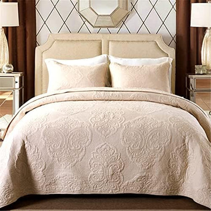  ABREEZE Cotton Bedspread Quilt Sets Floral Patchwork Coverlet Set Comforter Paisley Quilted Coverlet With Pillow Shams, Farmhouse Bedding Set,European Gorgeous Floral Pattern, King Size