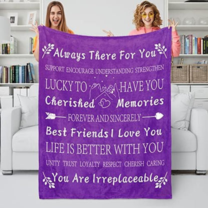  Best Friend Birthday Gifts For Women Unique Female Friendship Gifts For Bestie Fleece Throw Blanket 50"x60" (Seablue)