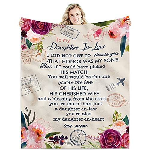  To My Daughter In Law Gift Ideas From Moms Flannel Fleece Blanket Super Soft Throw Warm Blankets Future Daughter-in-Law Birthdays Anniversary Wedding Gifts Presents Idea For Bed Sofa Adults 60"X50"