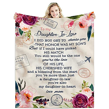  To My Daughter In Law Gift Ideas From Moms Flannel Fleece Blanket Super Soft Throw Warm Blankets Future Daughter-in-Law Birthdays Anniversary Wedding Gifts Presents Idea For Bed Sofa Adults 60"X50"