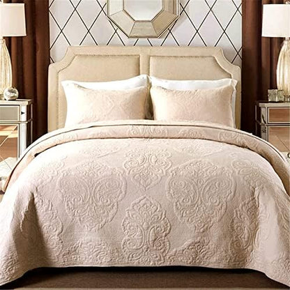  ABREEZE Cotton Bedspread Quilt Sets Floral Patchwork Coverlet Set Comforter Paisley Quilted Coverlet With Pillow Shams, Farmhouse Bedding Set,European Gorgeous Floral Pattern, King Size