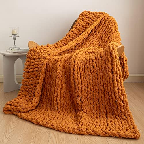  Chunky Knit Blanket With Pom Poms- Thick, Soft, Big, Cozy Throw Blankets For Couch, Bed, Sofa, Chair-50×60 Inches,Pink